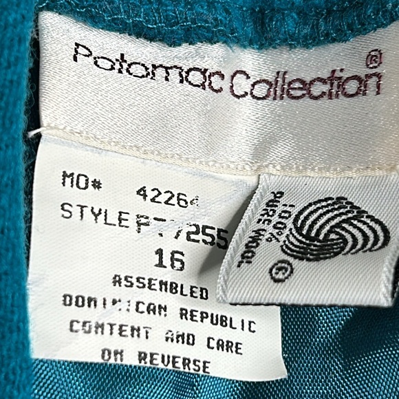 Vintage Potomac Collection Womens Blue Wool Elastic Waist Pants Size 16 - Picture 8 of 9